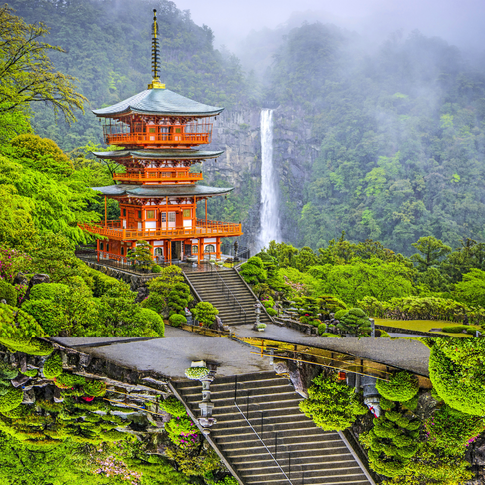 Beautiful mountain side temple in the country side of Japan