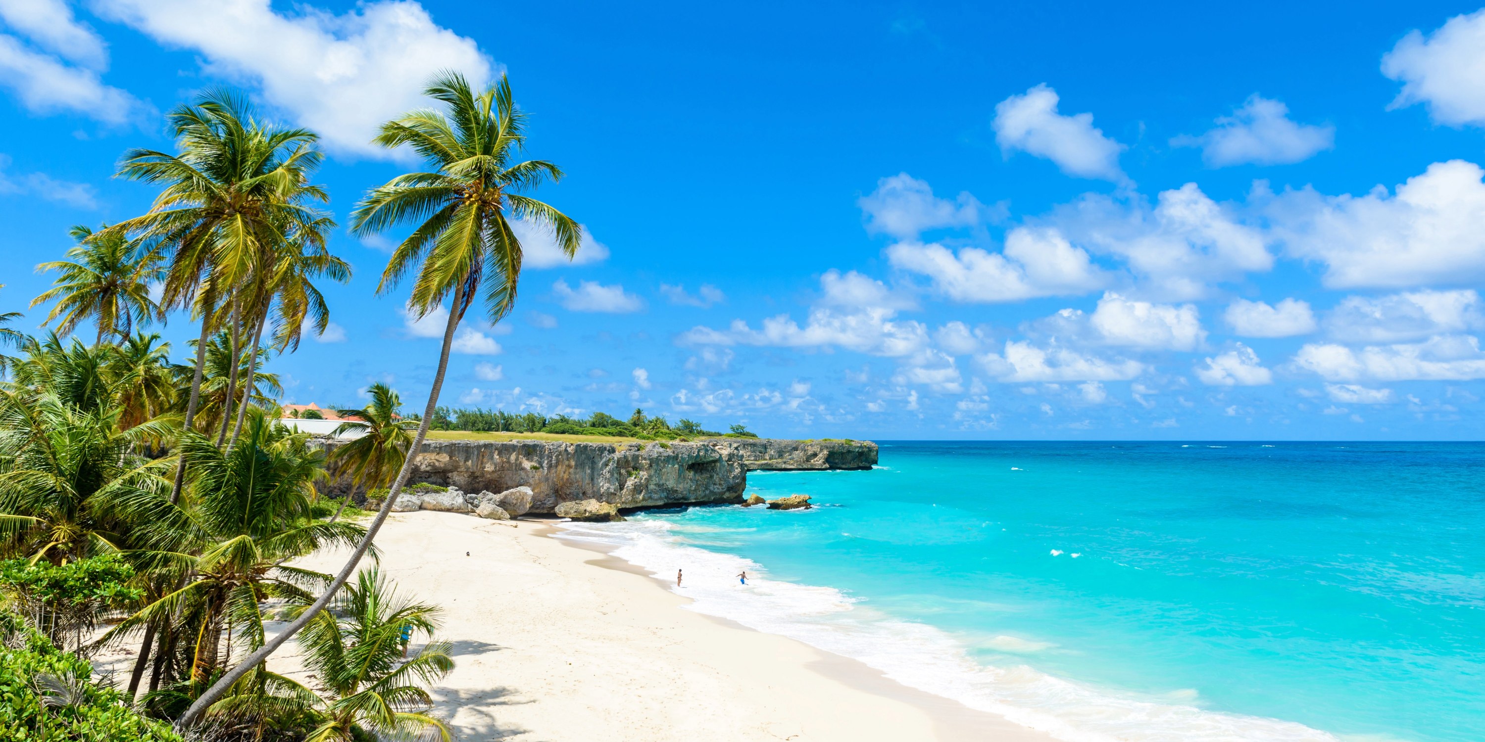 Sandy Barbados beach and bright blue sea